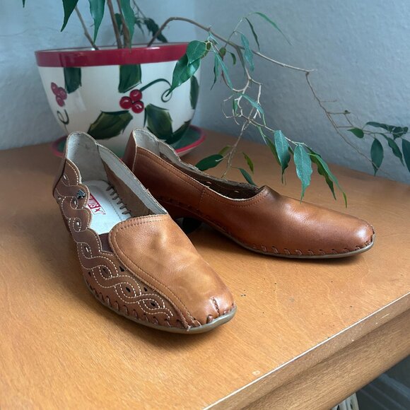 Pikolinos Brown Leather Slip-on Shoes Women Size 40 - Picture 2 of 7
